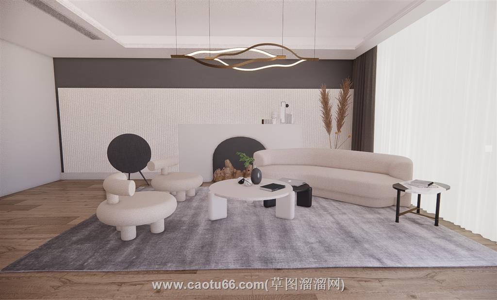 侘寂风客厅SU模型