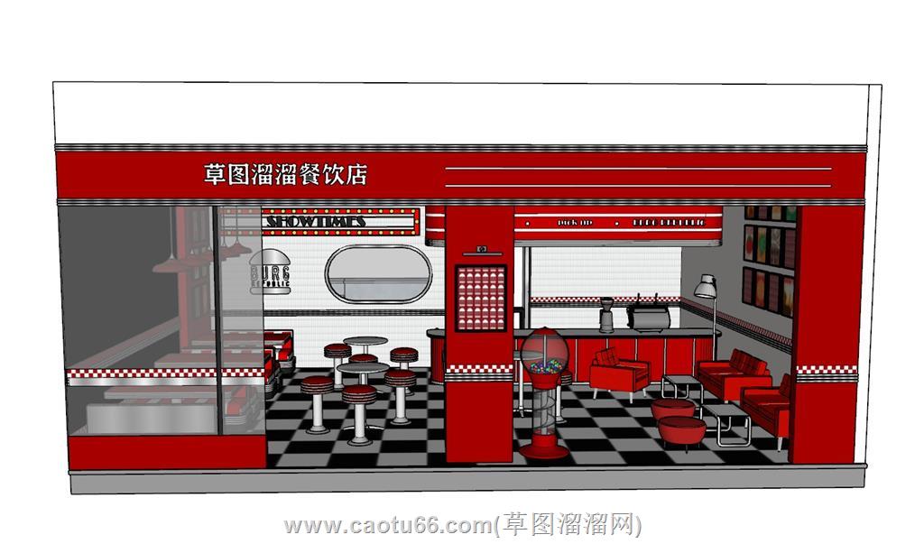 餐饮店奶茶店SU模型