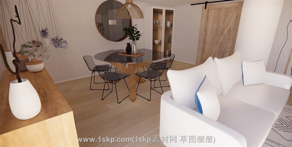 客厅餐厅SU模型