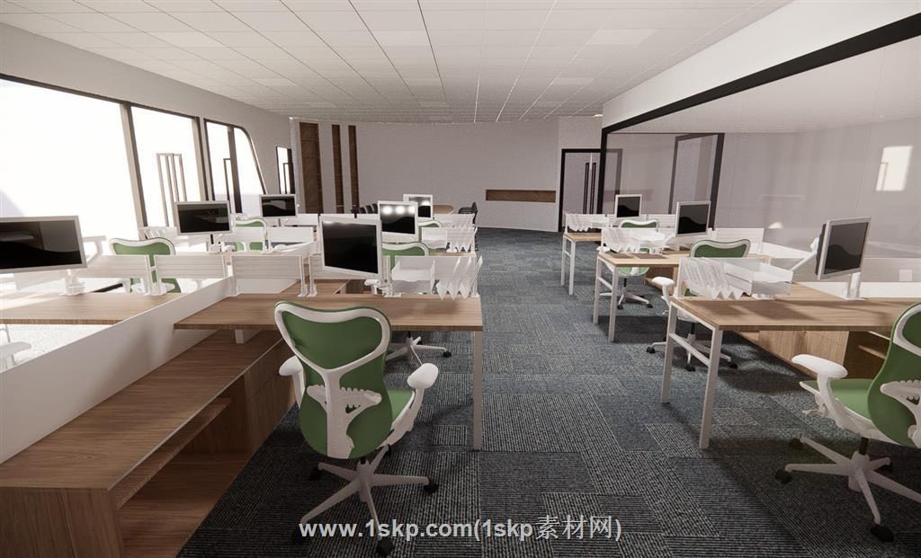 公司办公区办公室SU模型
