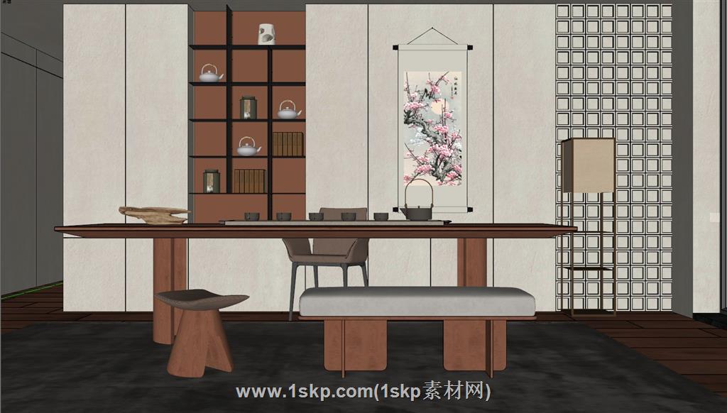 茶室家具茶桌SU模型