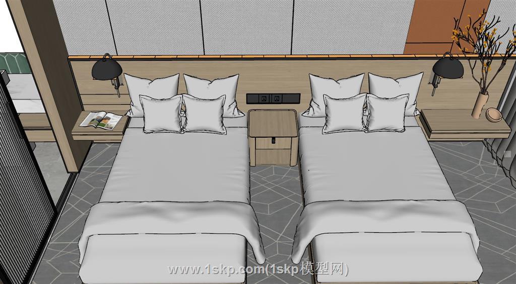 酒店客房SU模型