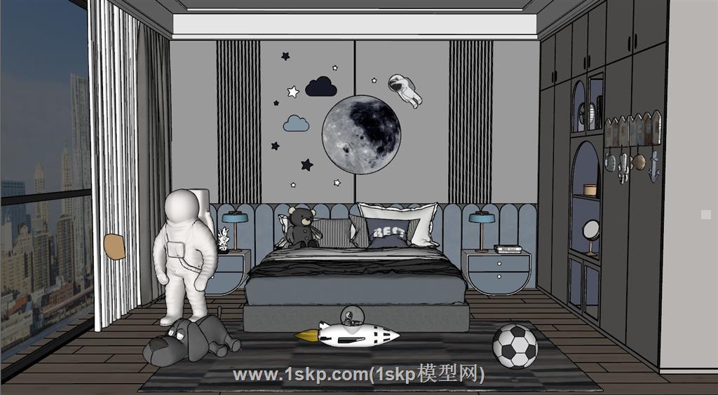 儿童房太空人SU模型