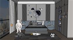 儿童房太空人SU模型