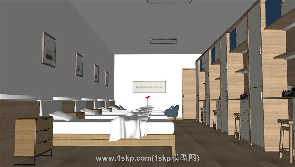 宿舍寝室床铺SU模型