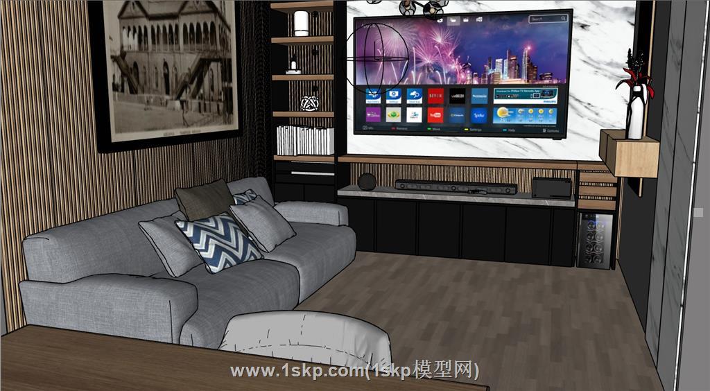 客厅厨房SU模型