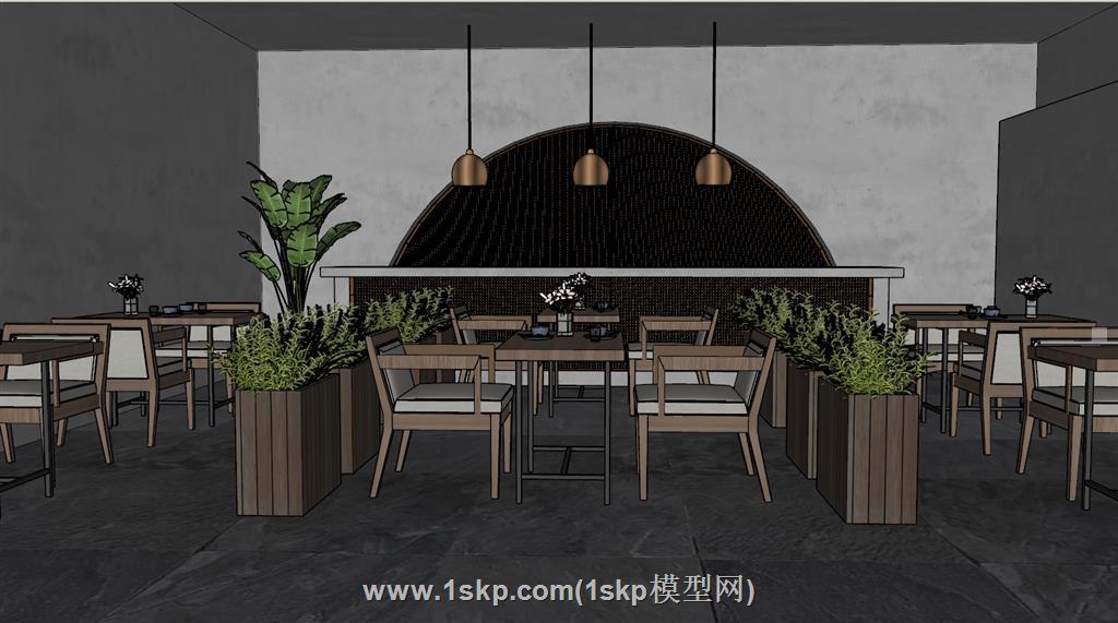 侘寂风餐饮店SU模型