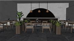 侘寂风餐饮店SU模型