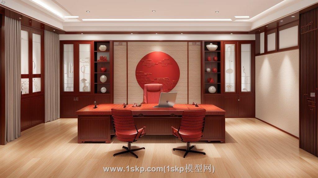 老板桌办公室SU模型