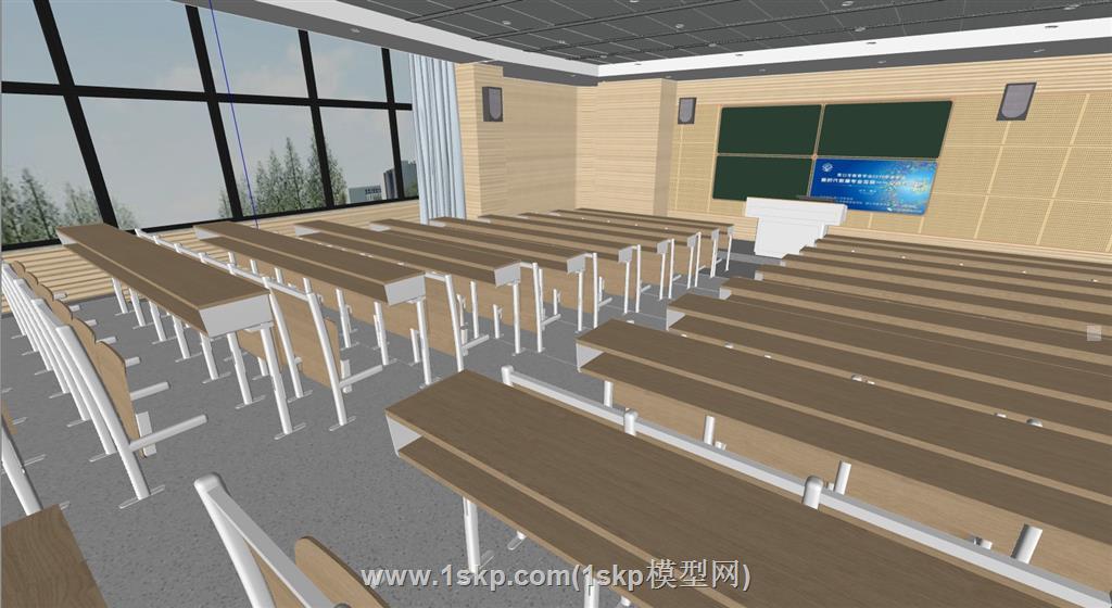 阶梯教室阶梯椅礼堂椅SU模型