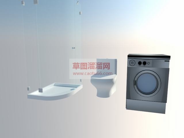 洗澡房马桶洗衣机SU模型