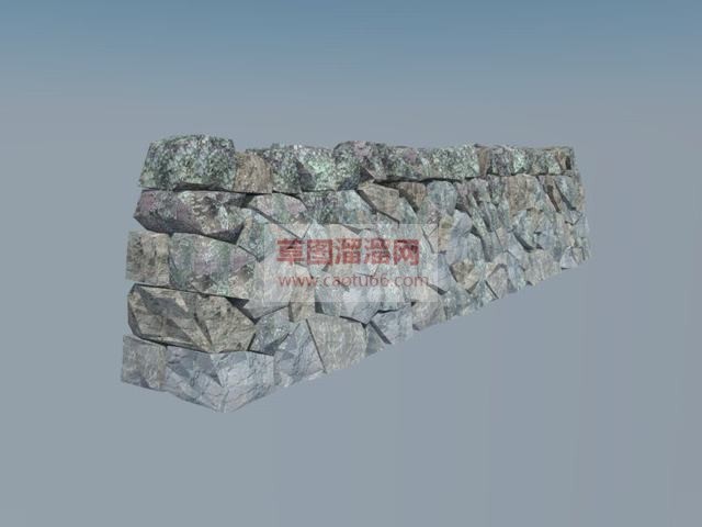 石块堆砌石墙SU模型