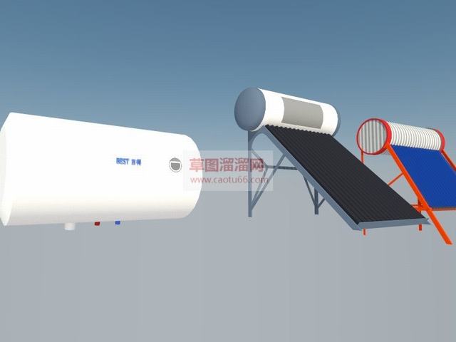 太阳能热水电热水器SU模型