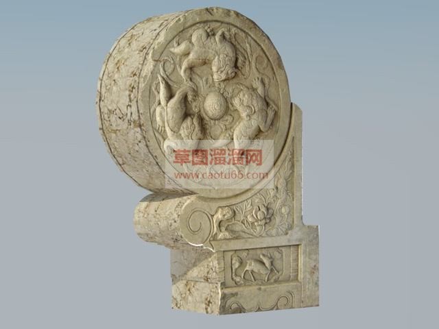 浮雕抱鼓石SU模型