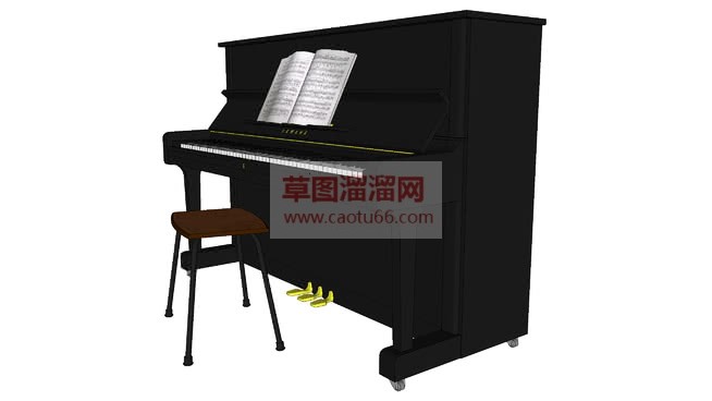 黑色钢琴乐器SU模型