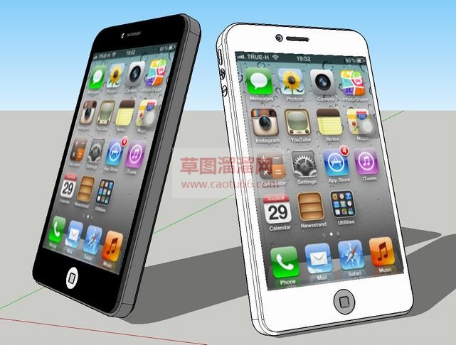 两台苹果手机SU模型