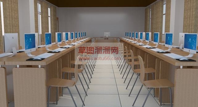 电脑机房电脑SU模型