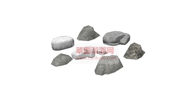 小石块石头岩SU模型
