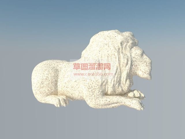 卧趴的石狮子SU模型