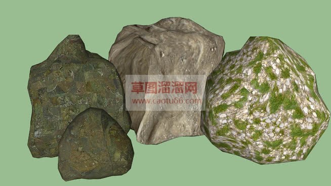 大岩石青苔SU模型