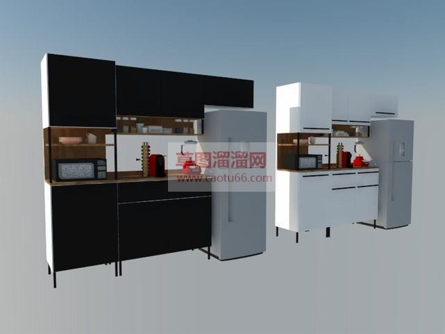 现代橱柜冰箱SU模型