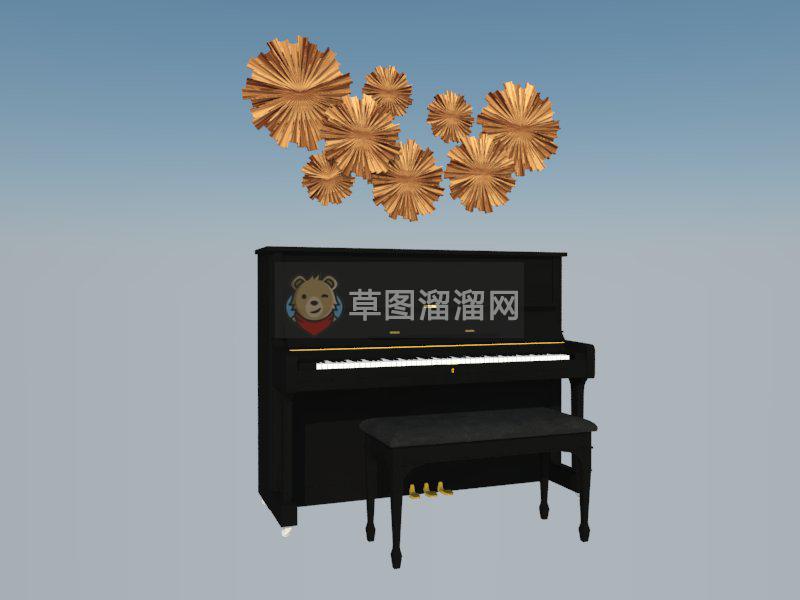 钢琴乐器墙饰品SU模型