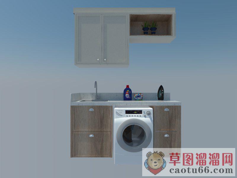 浴室柜洗衣机吊柜SU模型