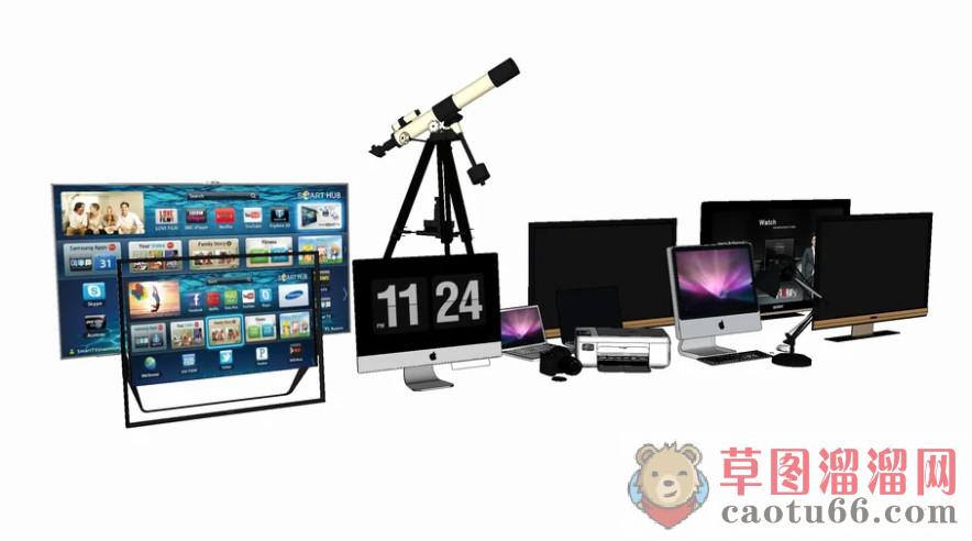 电视机显示器天文望远镜SU模型
