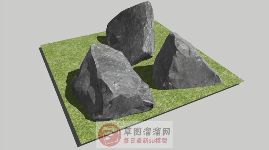 山石置石石头SU模型