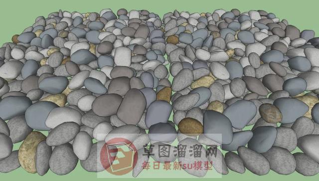鹅卵石石子路石头SU模型