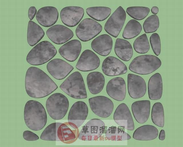 鹅卵石石铺路径SU模型