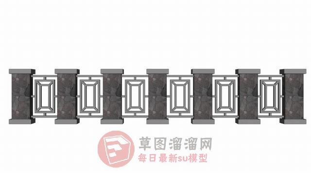 石柱护栏SU模型