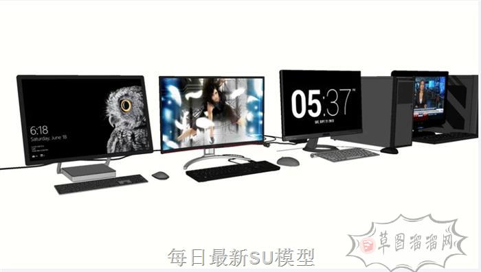 电脑台式机显示器SU模型
