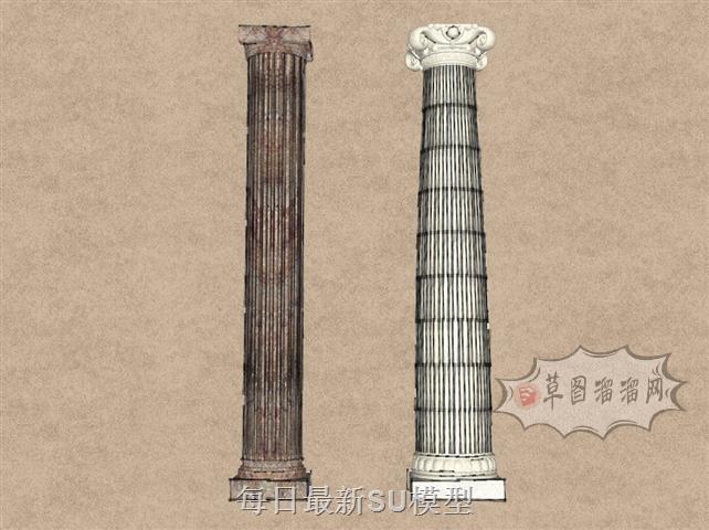 罗马柱石柱SU模型
