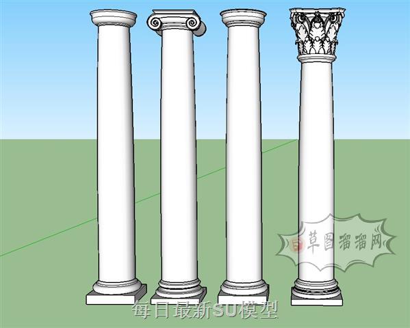 石柱罗马柱SU模型