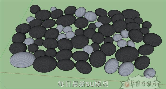 螺纹鹅卵石石子SU模型
