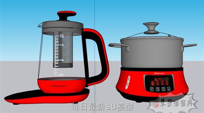 烧水壶热水壶电热锅SU模型