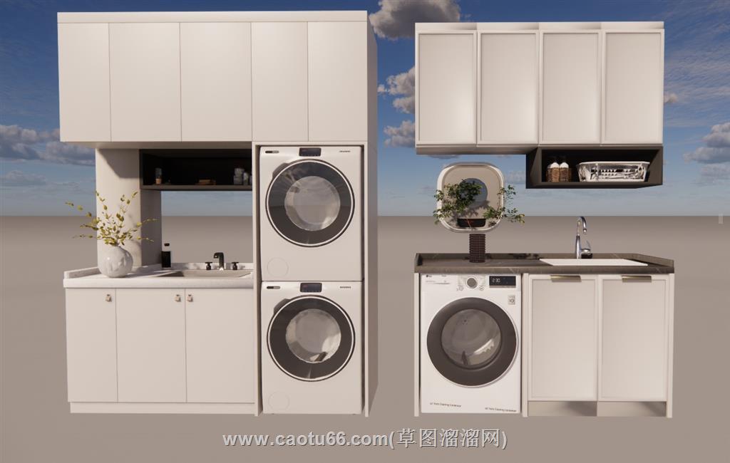 洗衣柜洗衣机SU模型