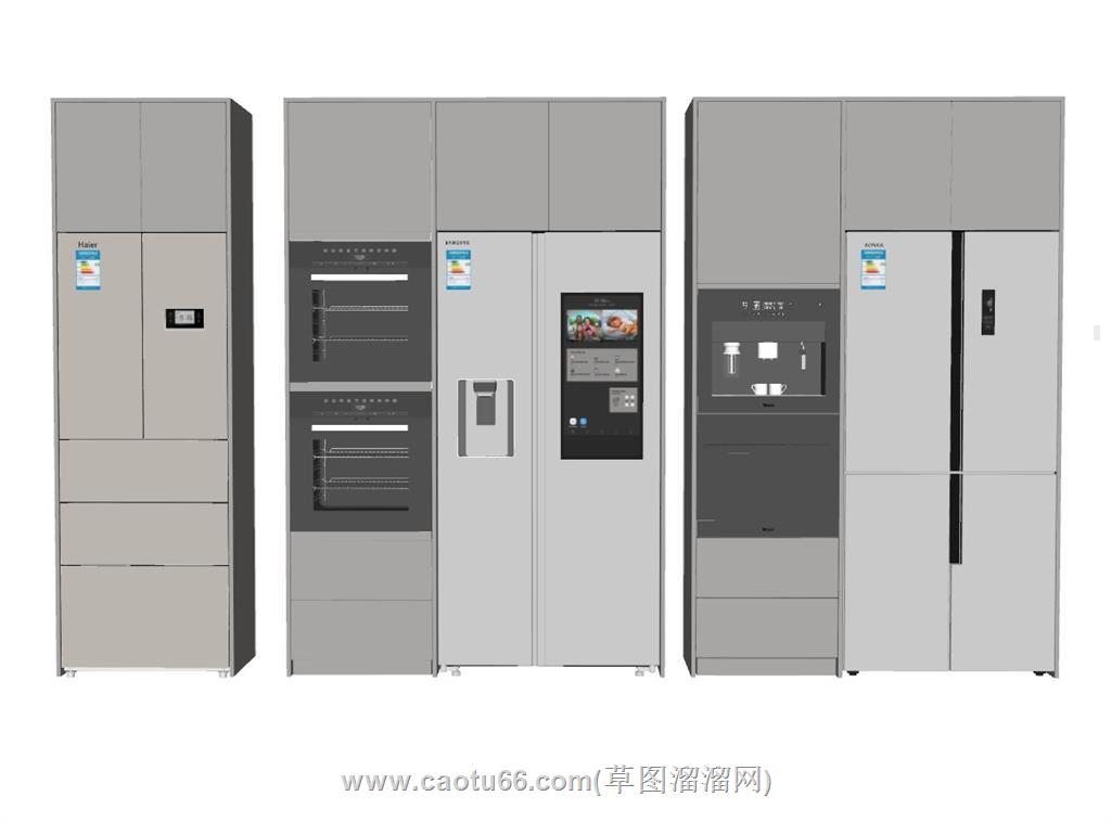 嵌入式冰箱烤箱SU模型