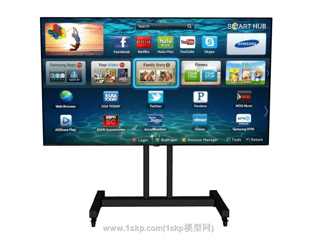 电视架电视SU模型