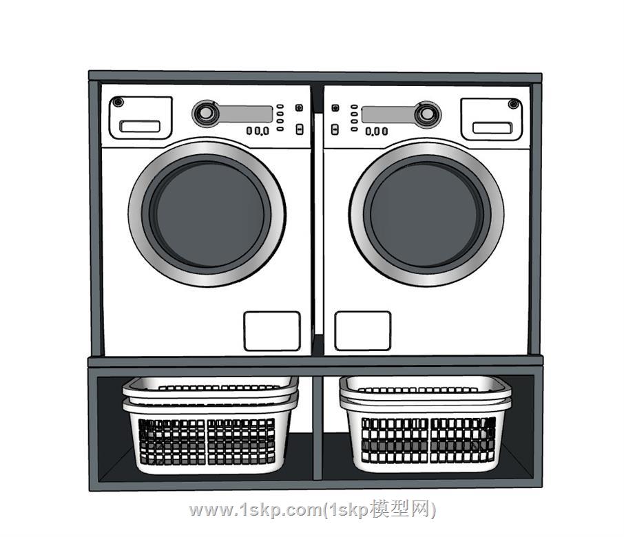 洗衣机洗衣柜SU模型
