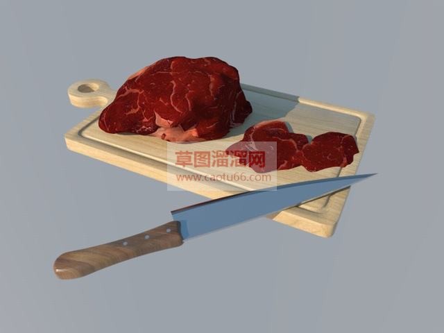 切猪肉切菜板刀SU模型