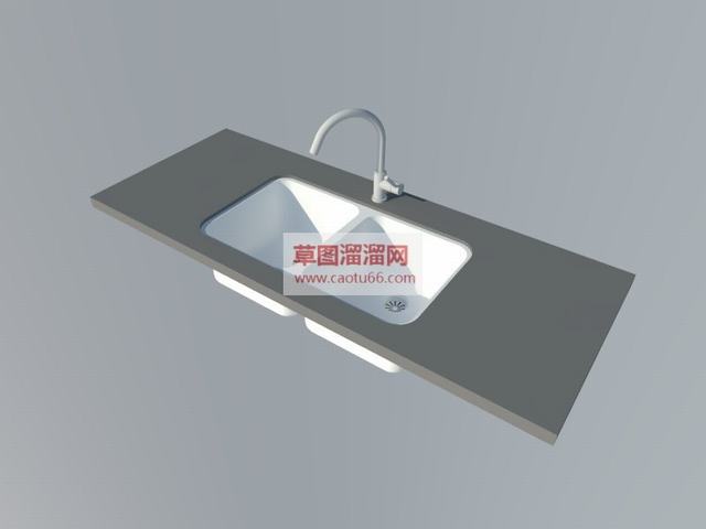 双洗菜盆水槽厨房SU模型