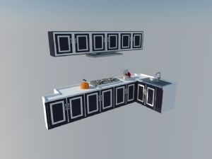 loft风格厨房橱柜SU模型