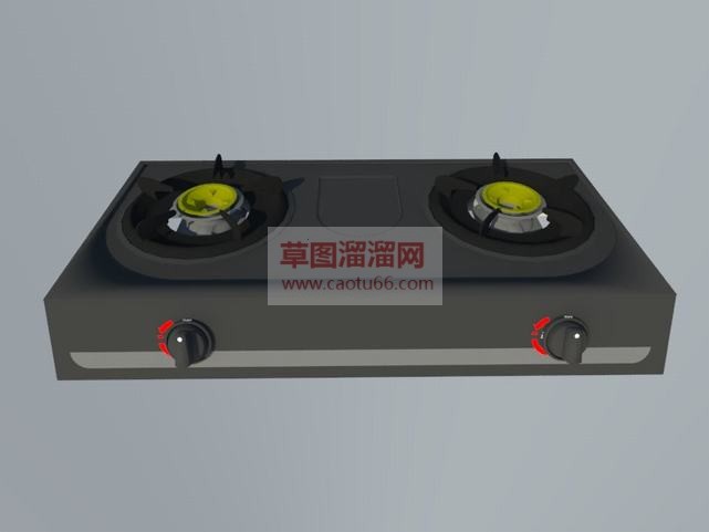 老式双燃气灶SU模型