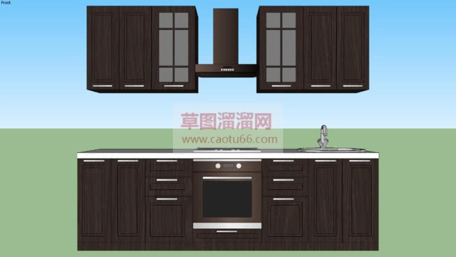 木制厨房橱柜SU模型