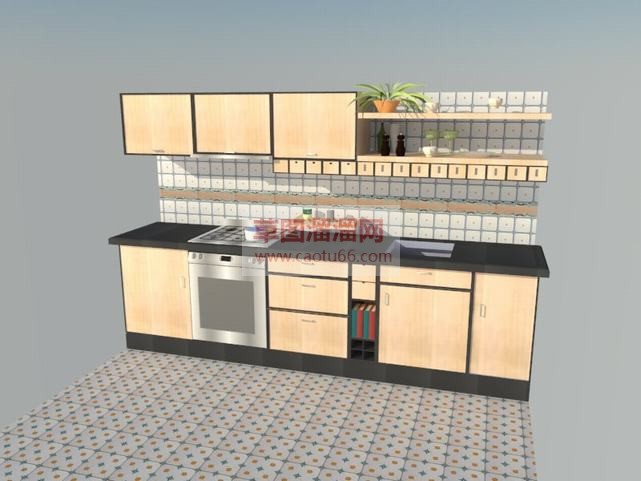 室内厨房橱柜SU模型