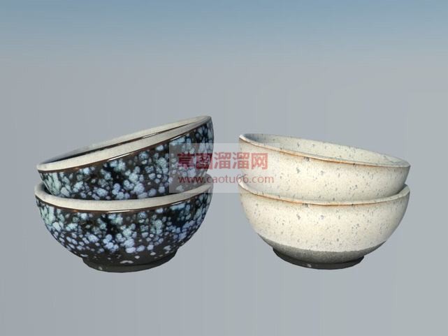 叠放的饭碗SU模型