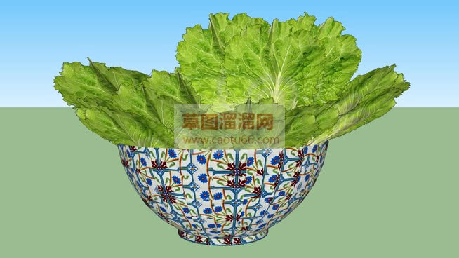 一盆生菜蔬菜SU模型