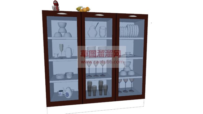 玻璃碗柜酒柜SU模型